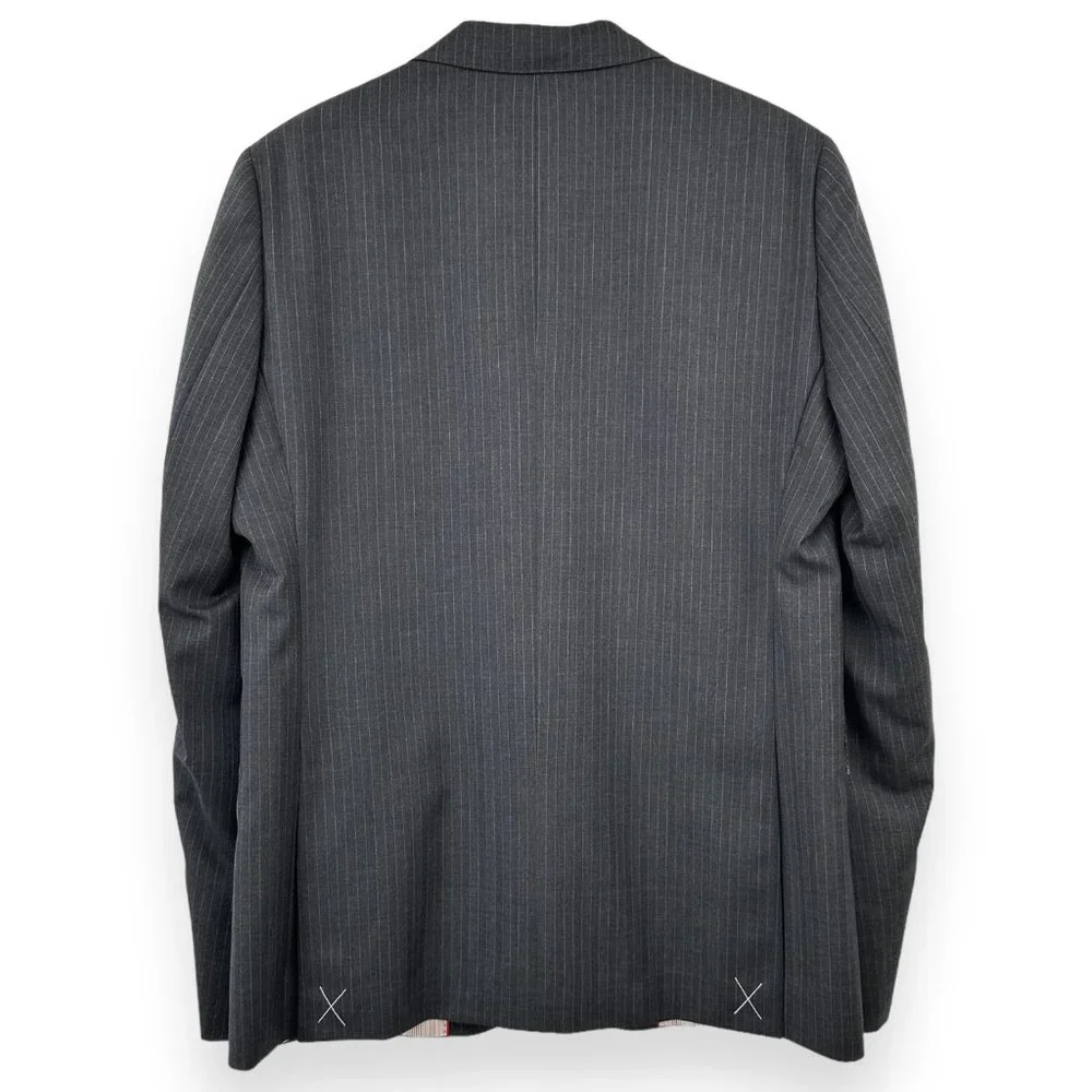 BROOKS BROTHERS Like New Gray Striped Single Breasted Wool Blazer Suit Jacket
